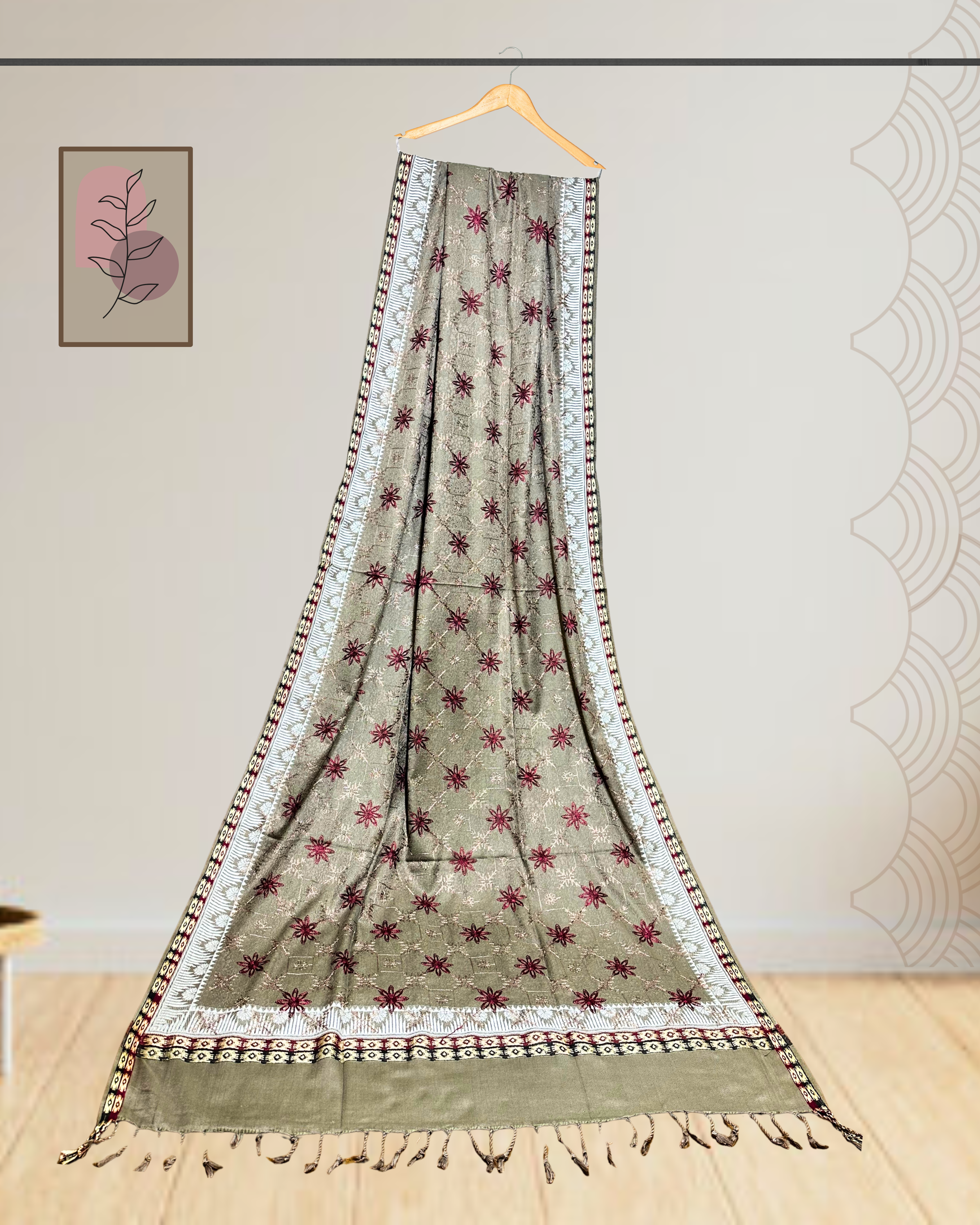 4 Border Embroidered Shawl for Winter -Ws106