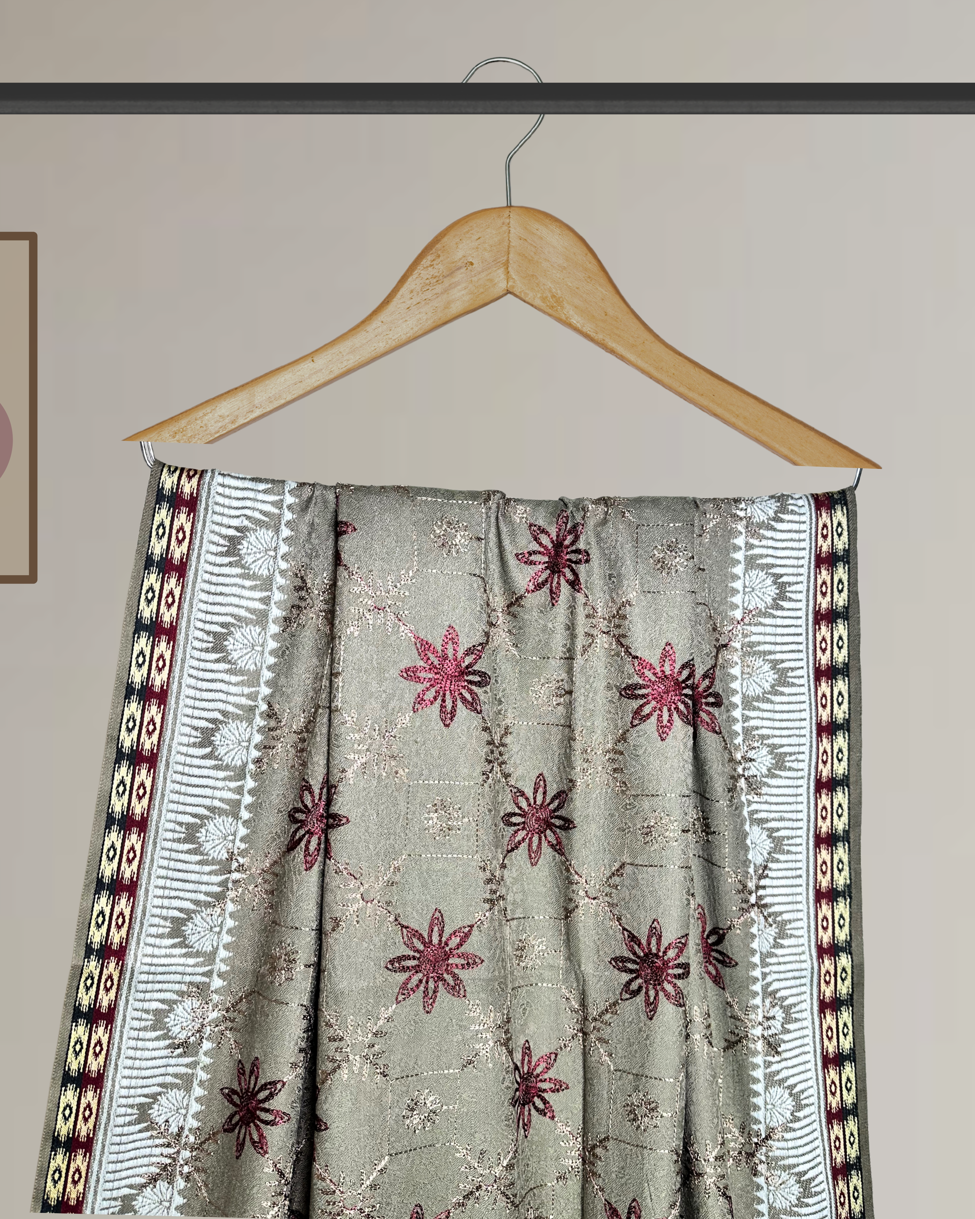 4 Border Embroidered Shawl for Winter -Ws106