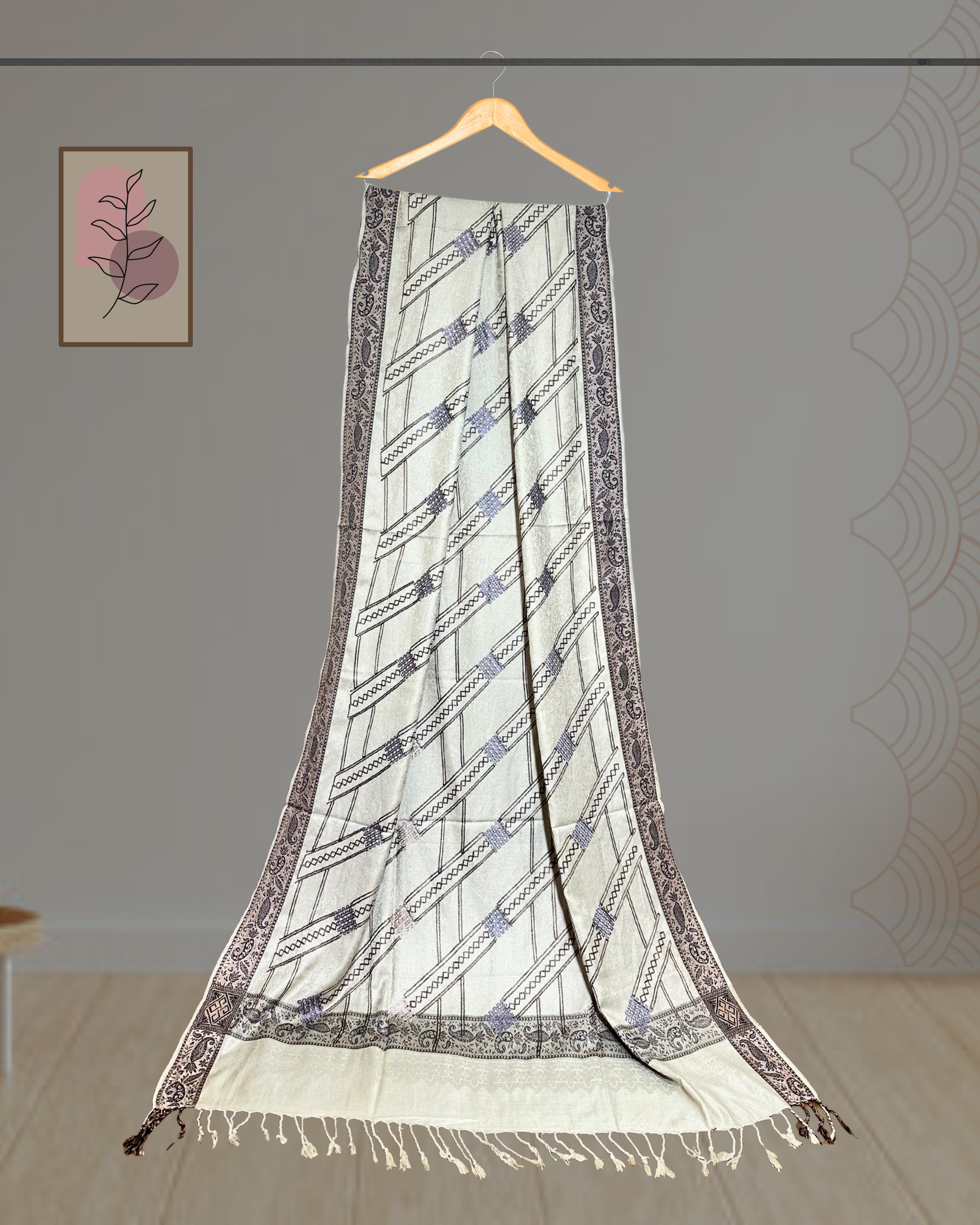 Winter Shawl with Full Embroidery & Printed Border - Ws114