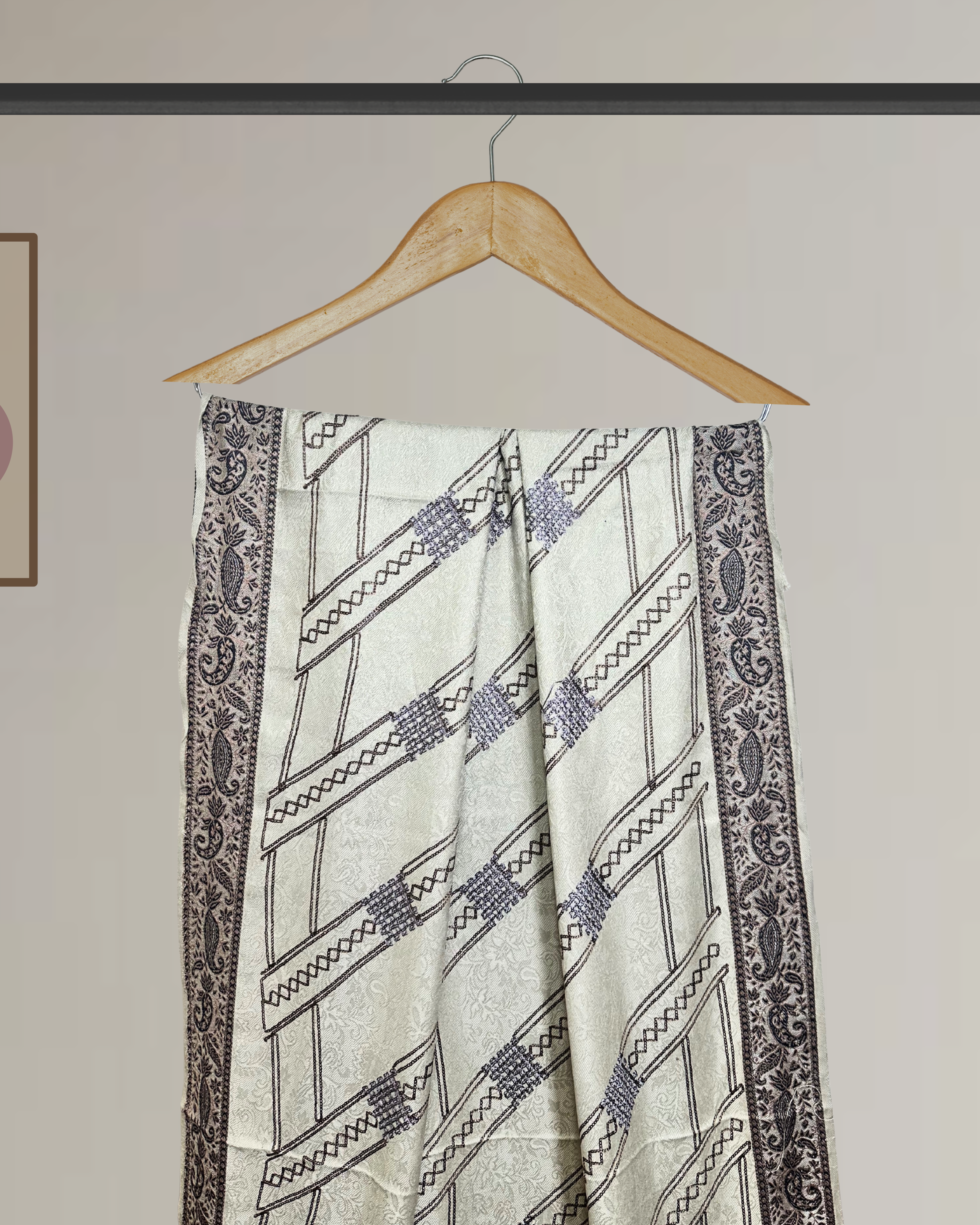 Winter Shawl with Full Embroidery & Printed Border - Ws114