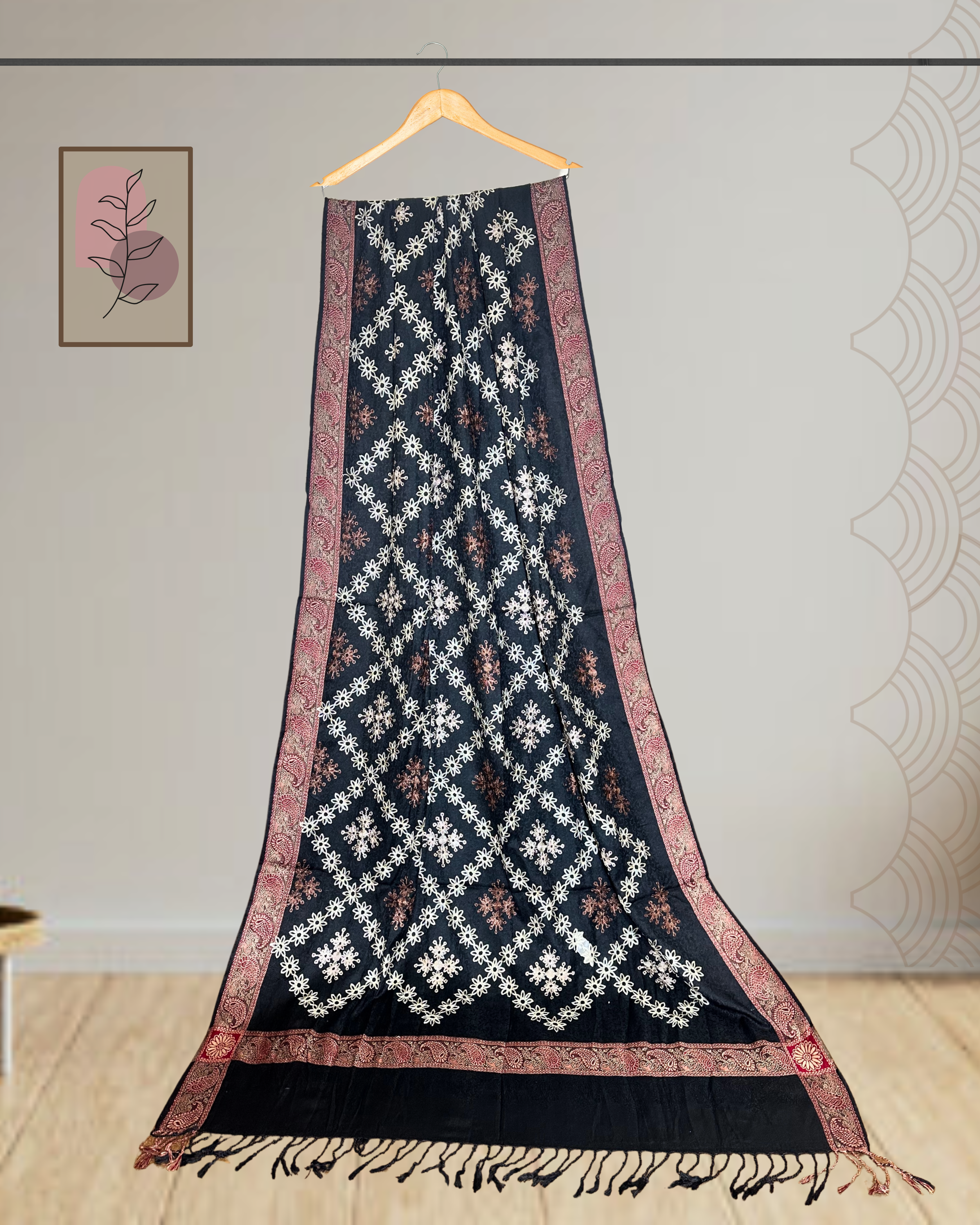 Winter Shawl with Full Embroidery & Printed Border - Ws115