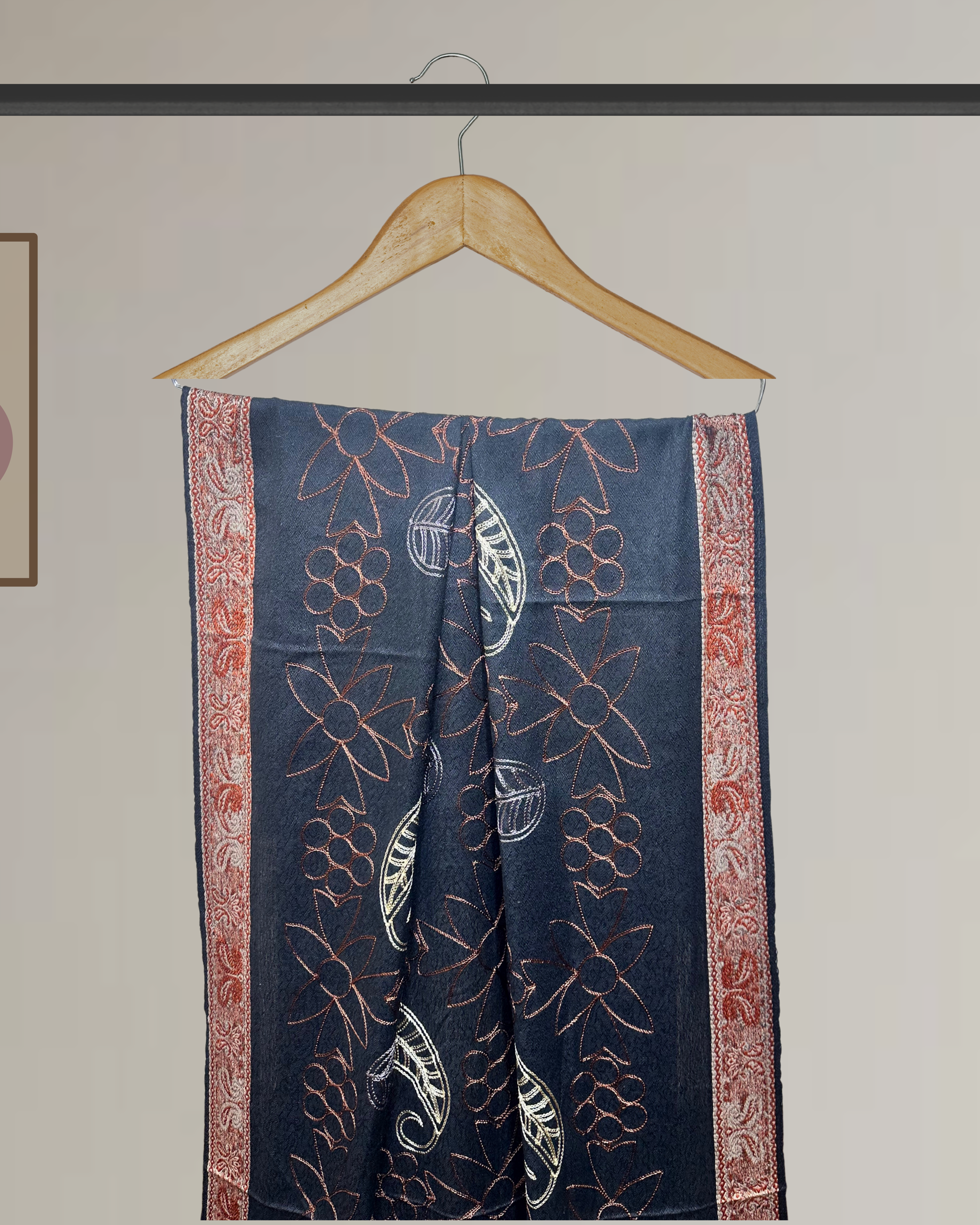 Winter Shawl with Full Embroidery & Printed Border - Ws116