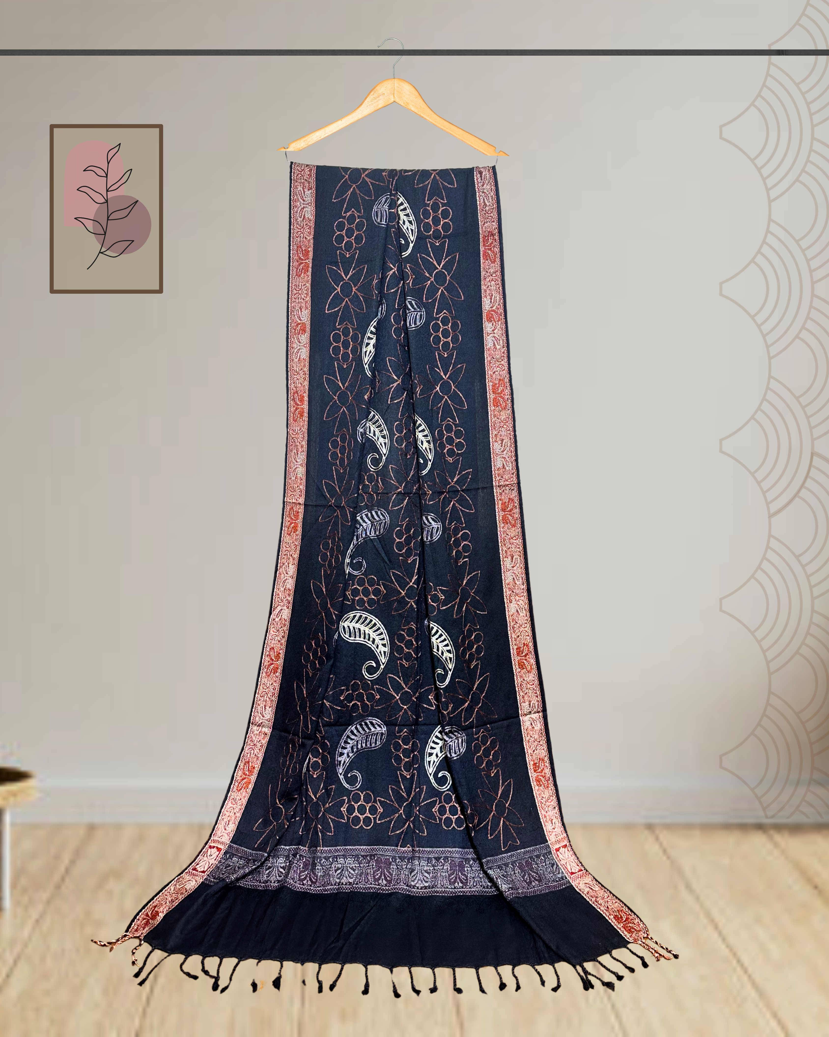 Winter Shawl with Full Embroidery & Printed Border - Ws116