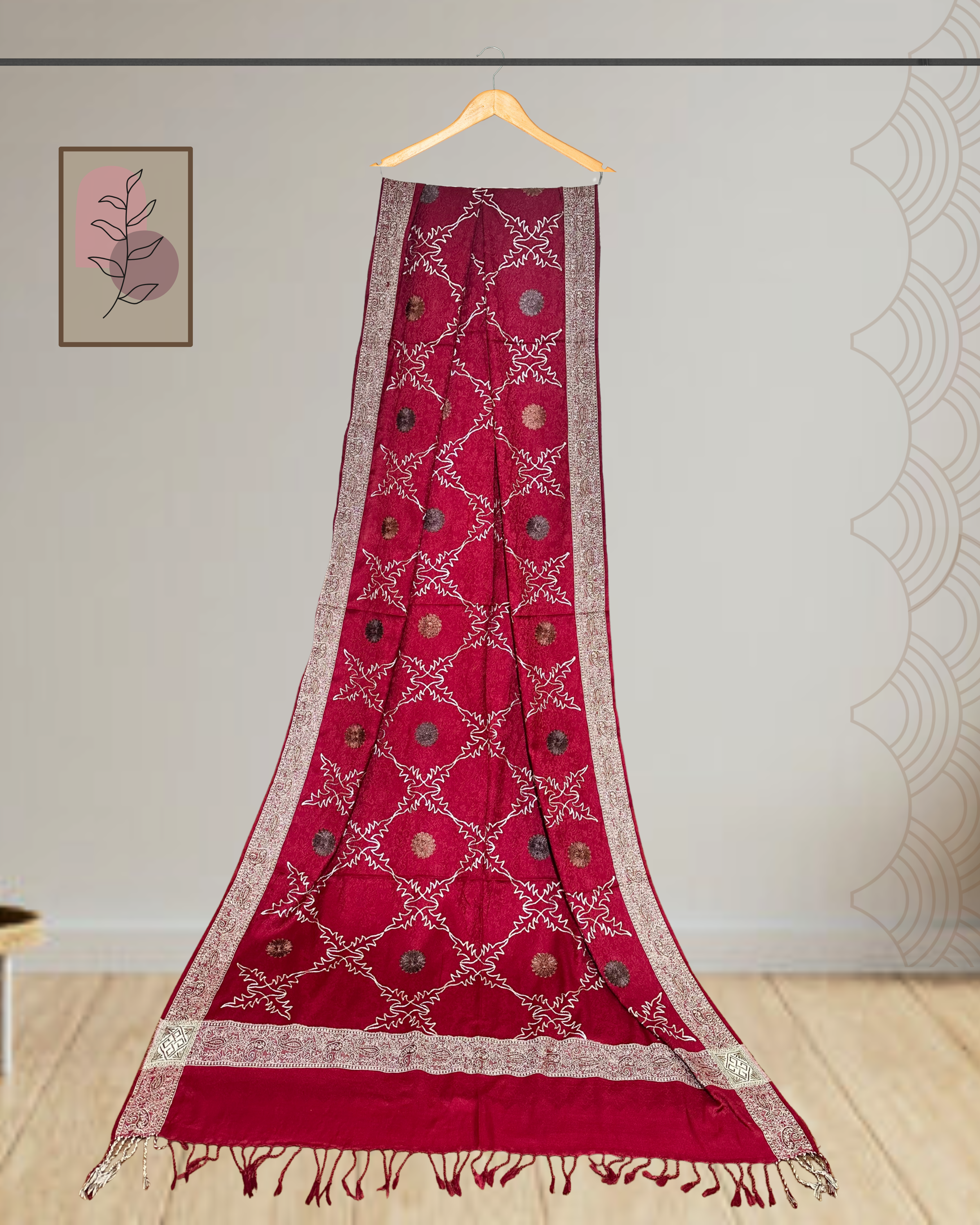 Winter Shawl with Full Embroidery & Printed Border - Ws117