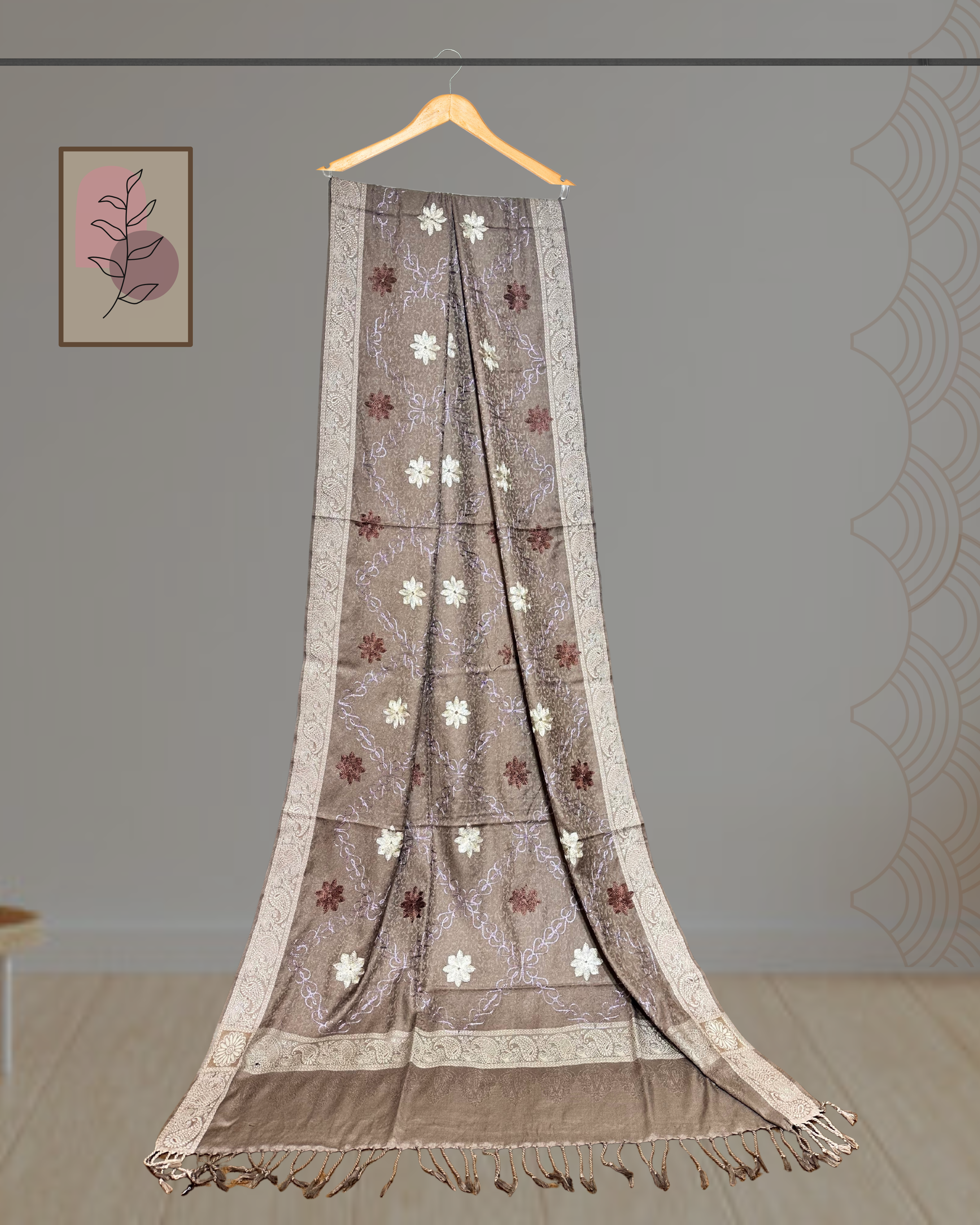 Winter Shawl with Full Embroidery & Printed Border - Ws118