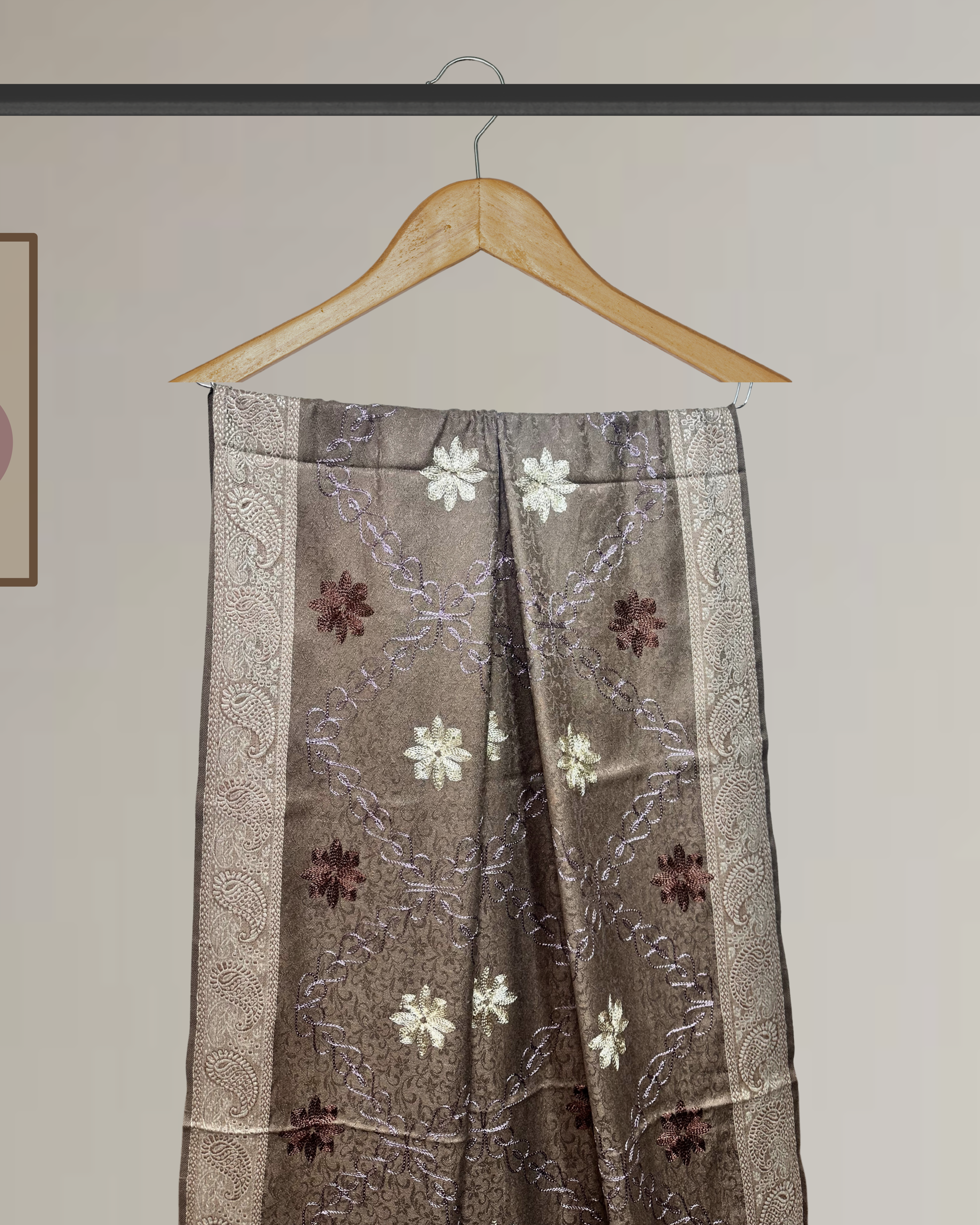 Winter Shawl with Full Embroidery & Printed Border - Ws118