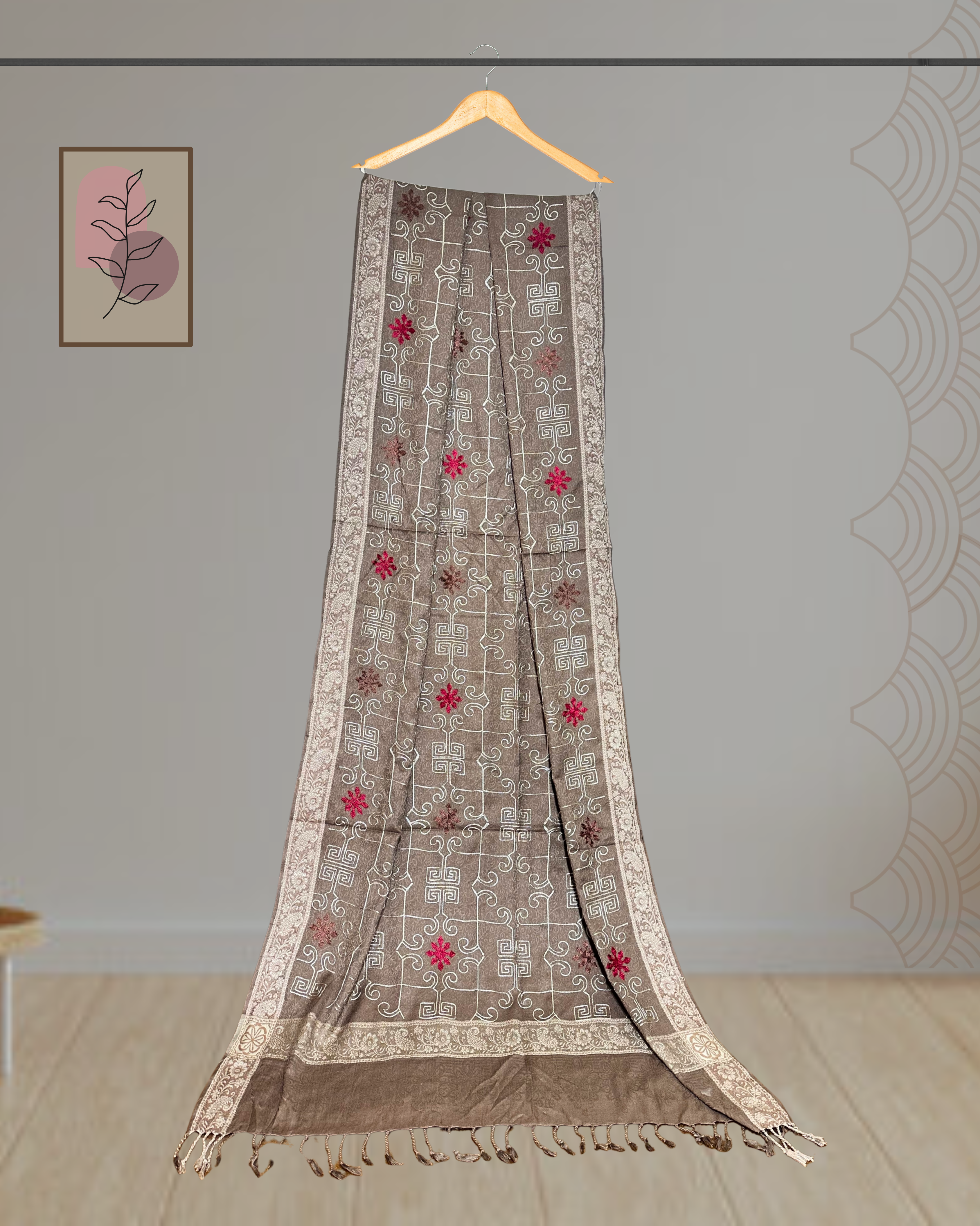 Winter Shawl with Full Embroidery & Printed Border - Ws119