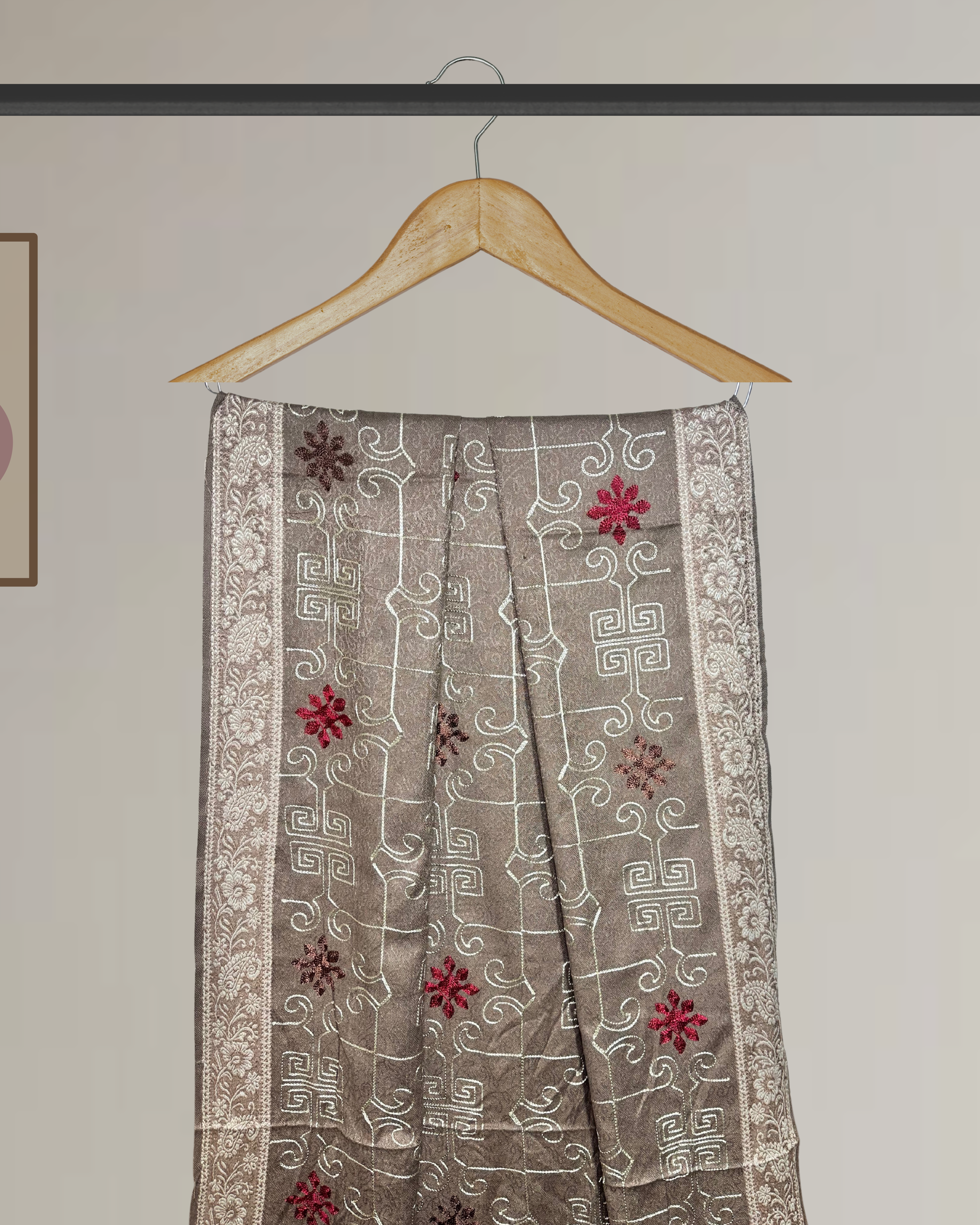 Winter Shawl with Full Embroidery & Printed Border - Ws119