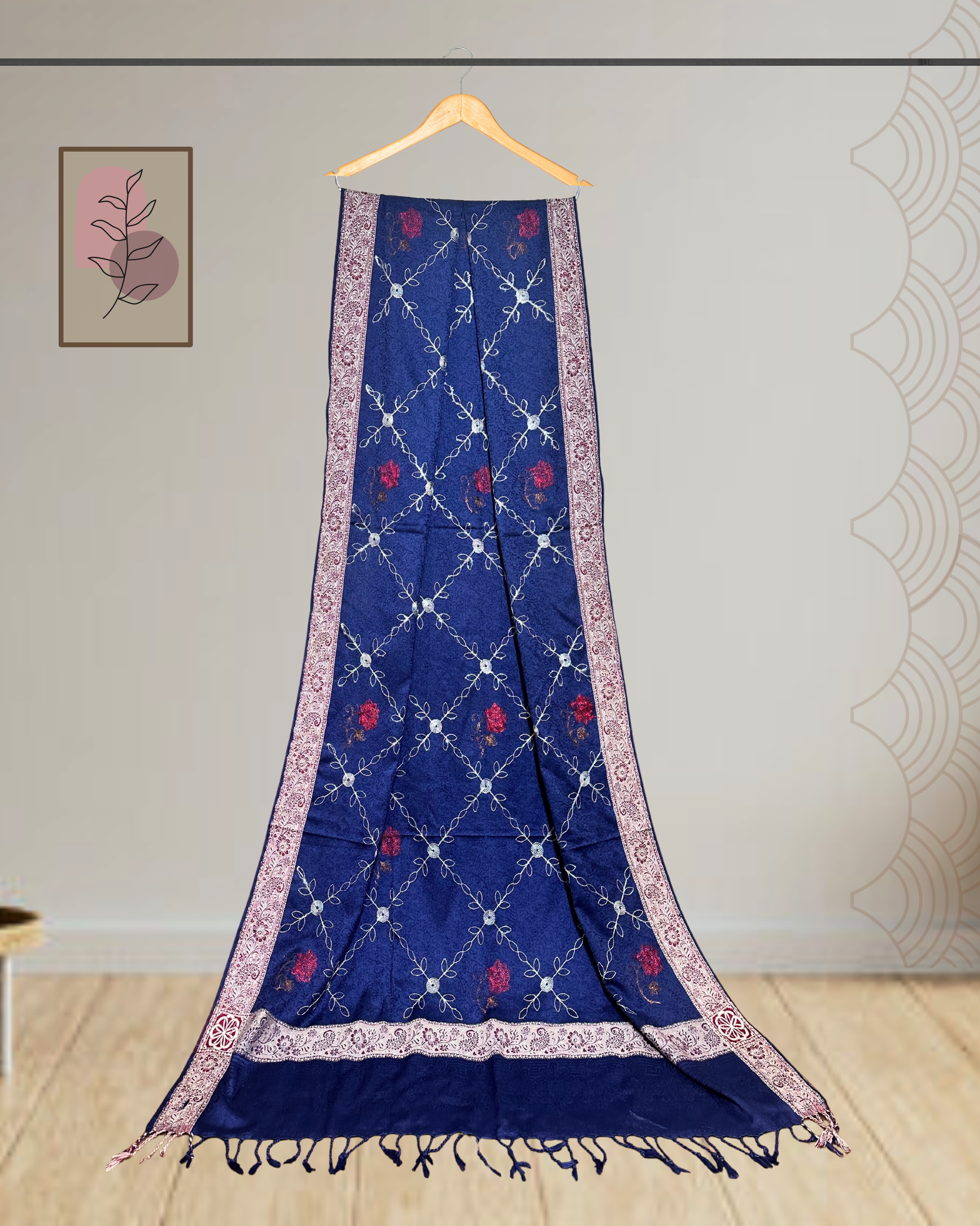 Winter Shawl with Full Embroidery & Printed Border - Ws120
