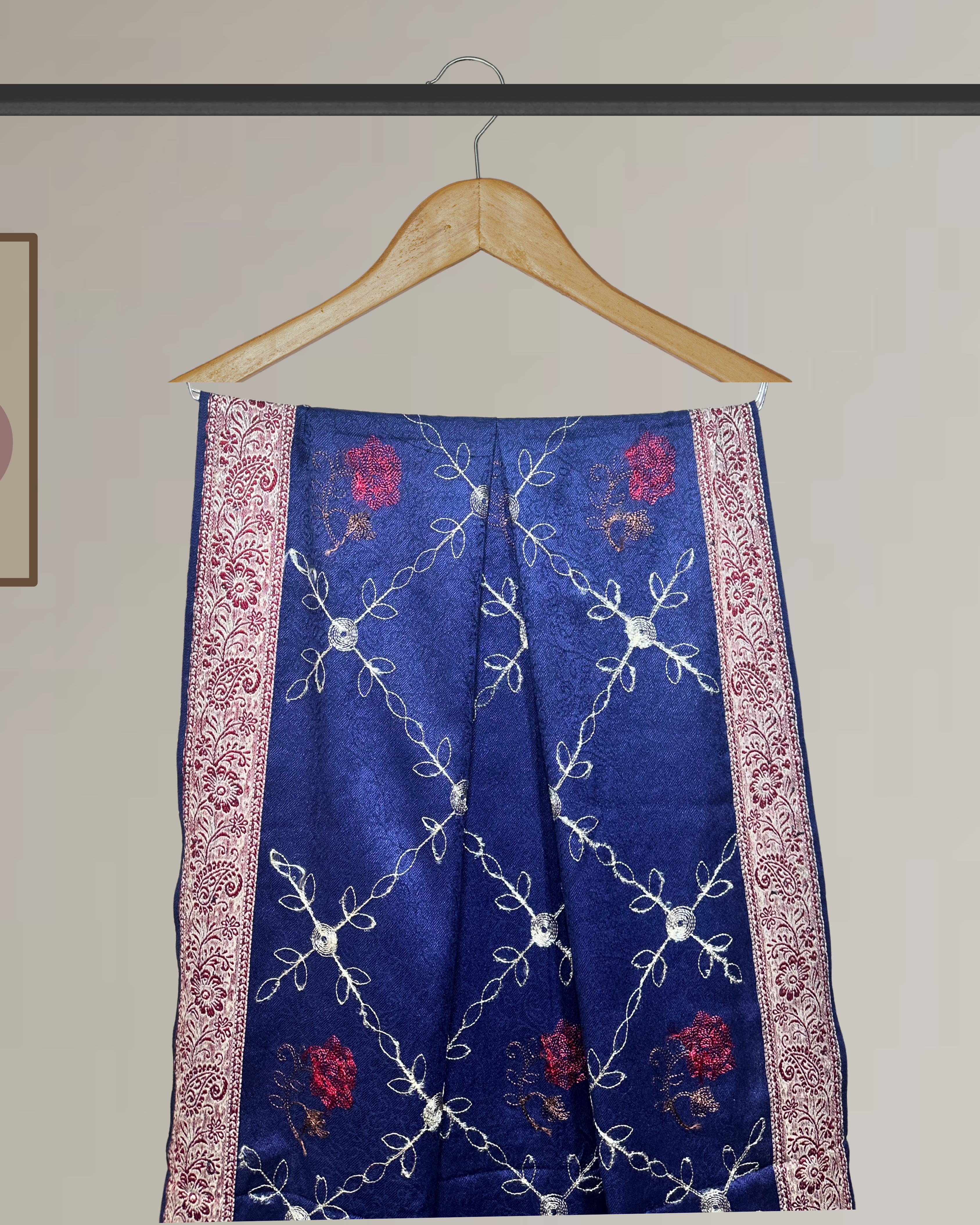 Winter Shawl with Full Embroidery & Printed Border - Ws120