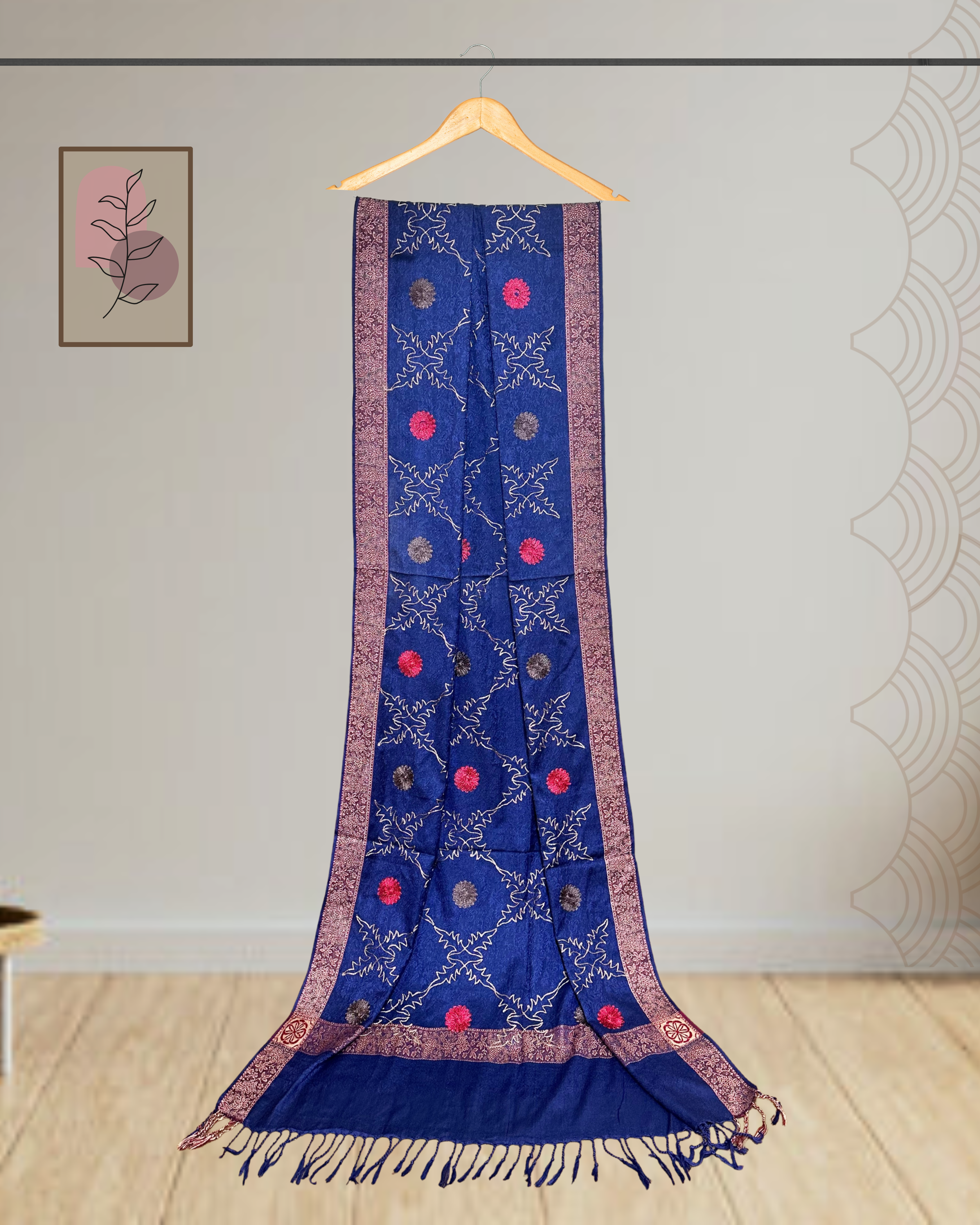 Winter Shawl with Full Embroidery & Printed Border - Ws121