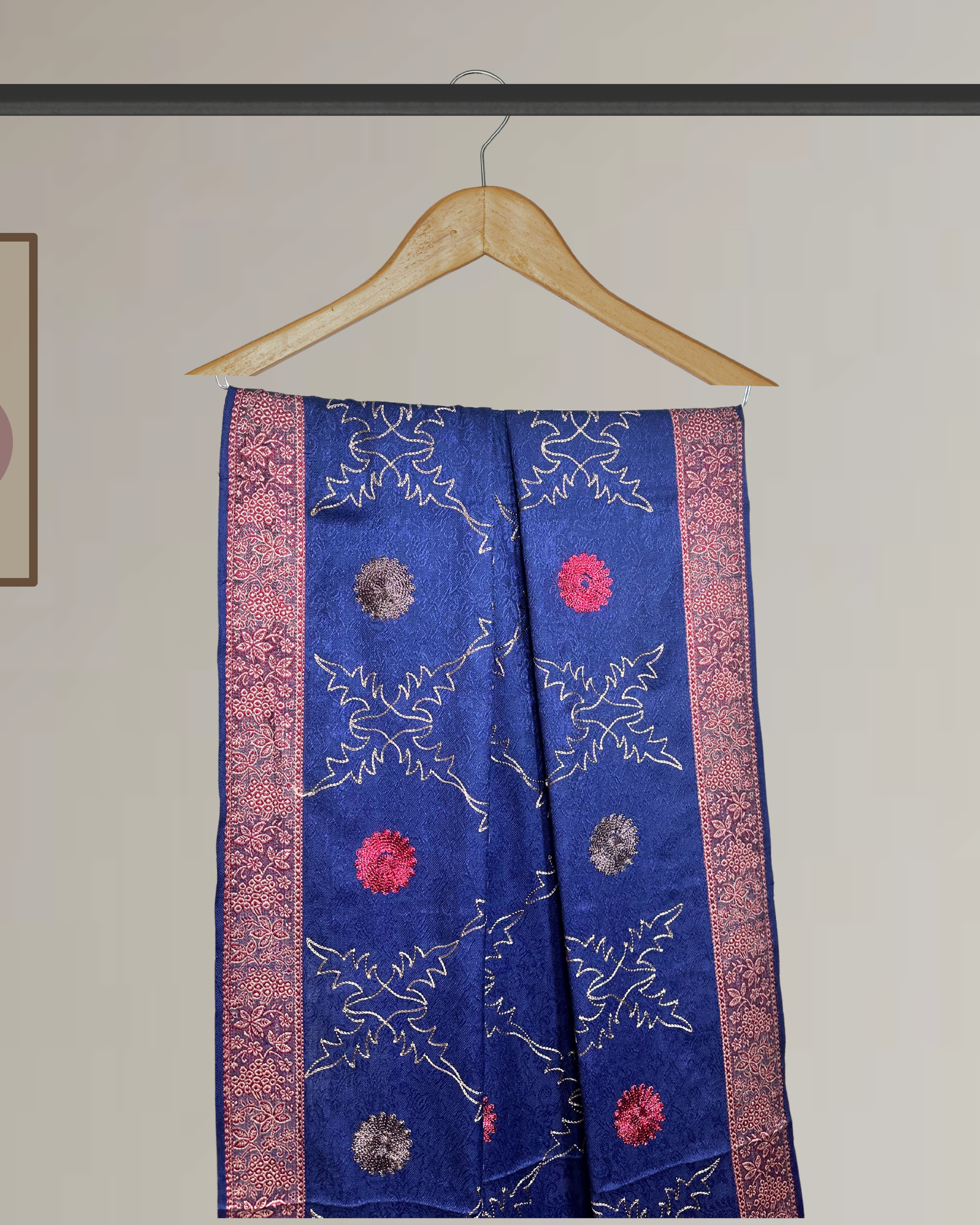 Winter Shawl with Full Embroidery & Printed Border - Ws121