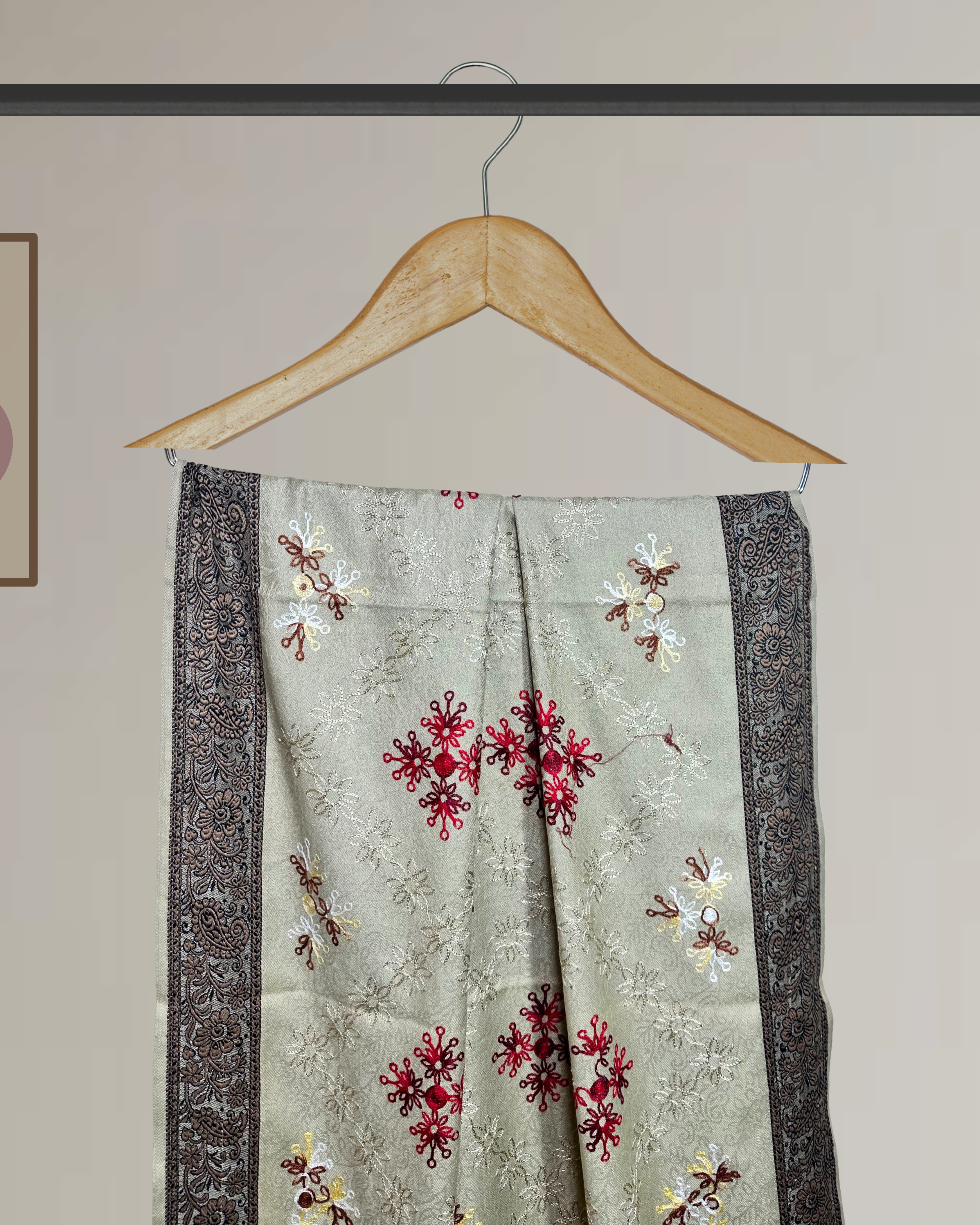 Winter Shawl with Full Embroidery & Printed Border - Ws122