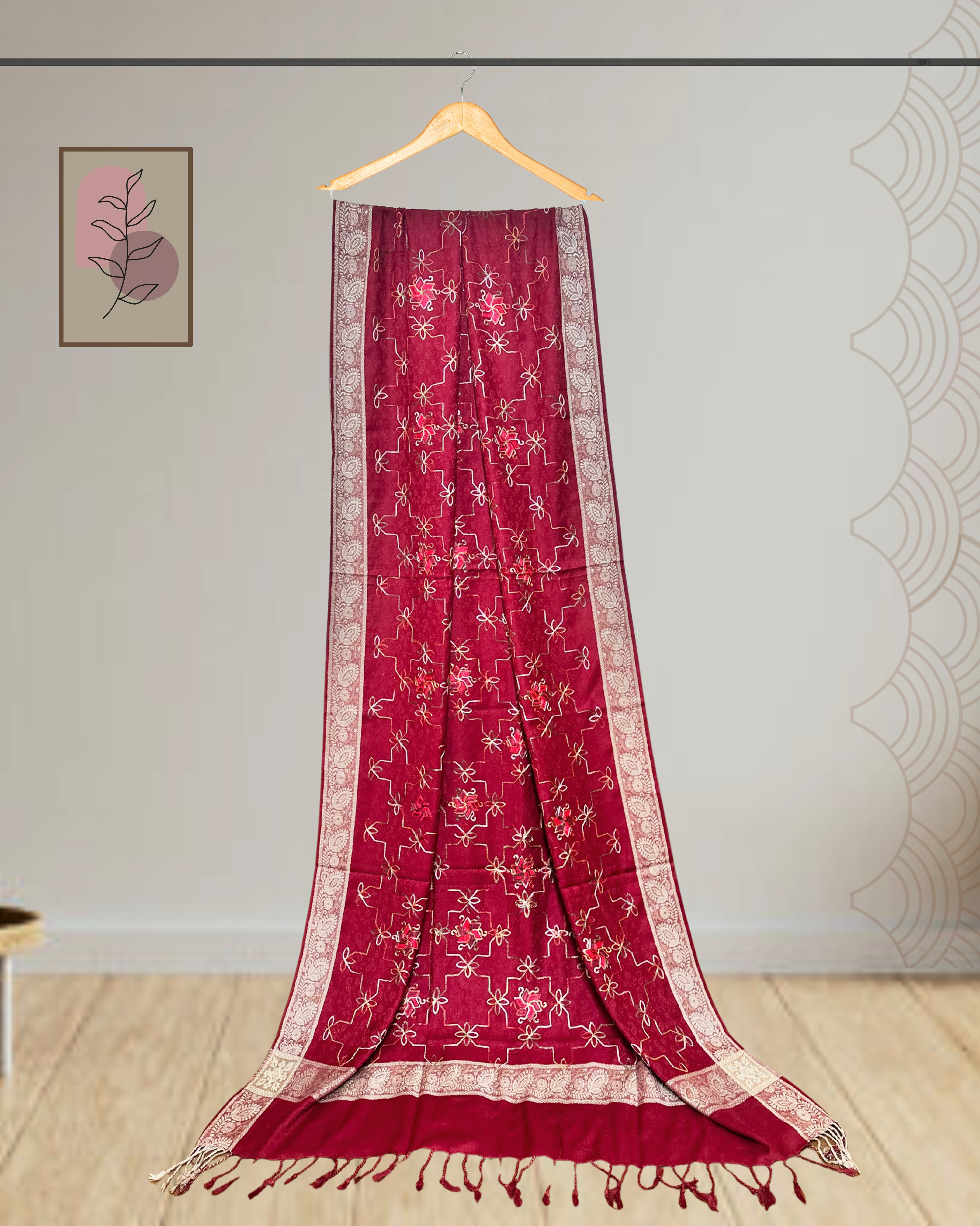 Winter Shawl with Full Embroidery & Printed Border - Ws123