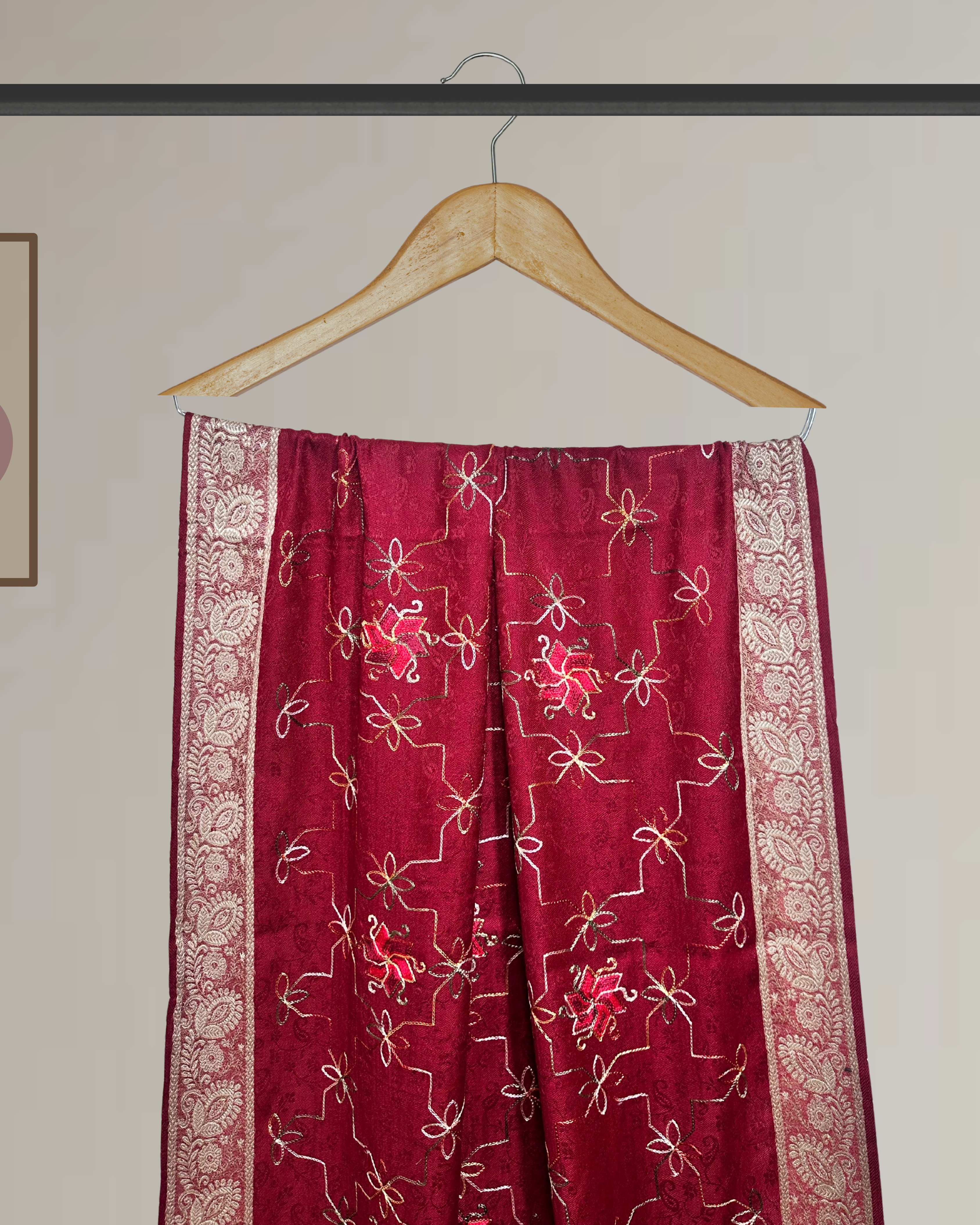 Winter Shawl with Full Embroidery & Printed Border - Ws123