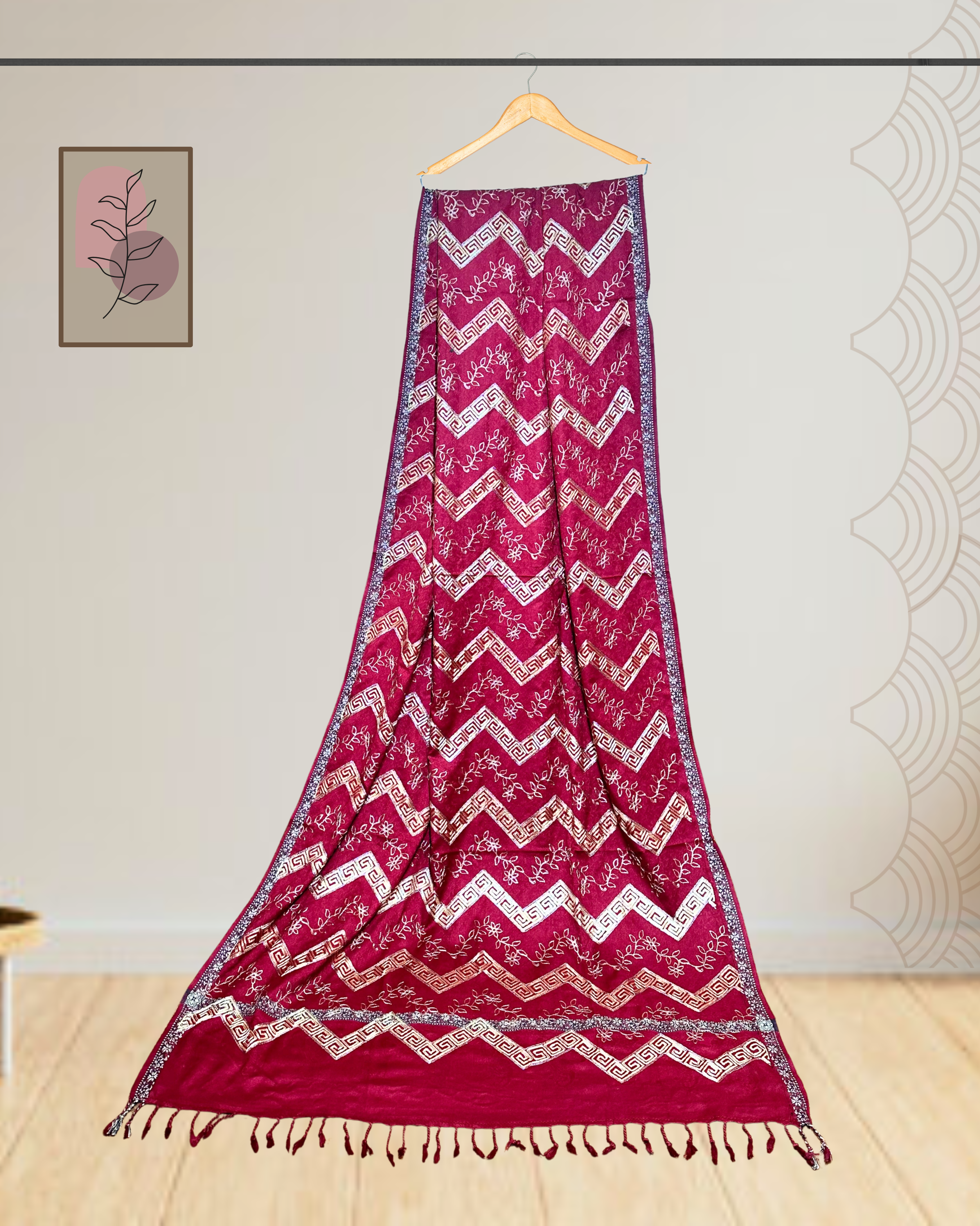 4 Border Embroidered Shawl for Winter -Ws104