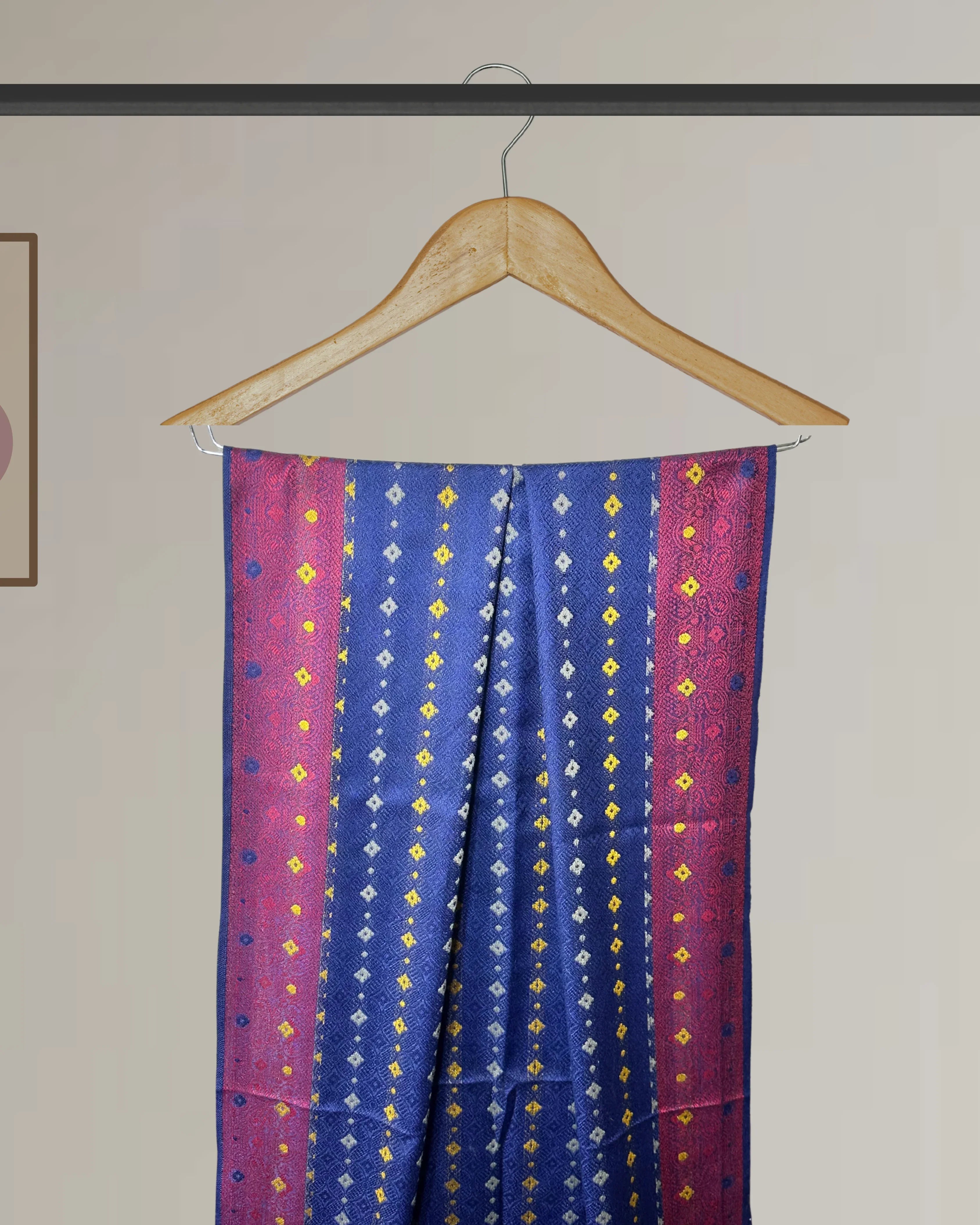 Winter Printed Shawl with 4-Side Border & Tassels - Ws132