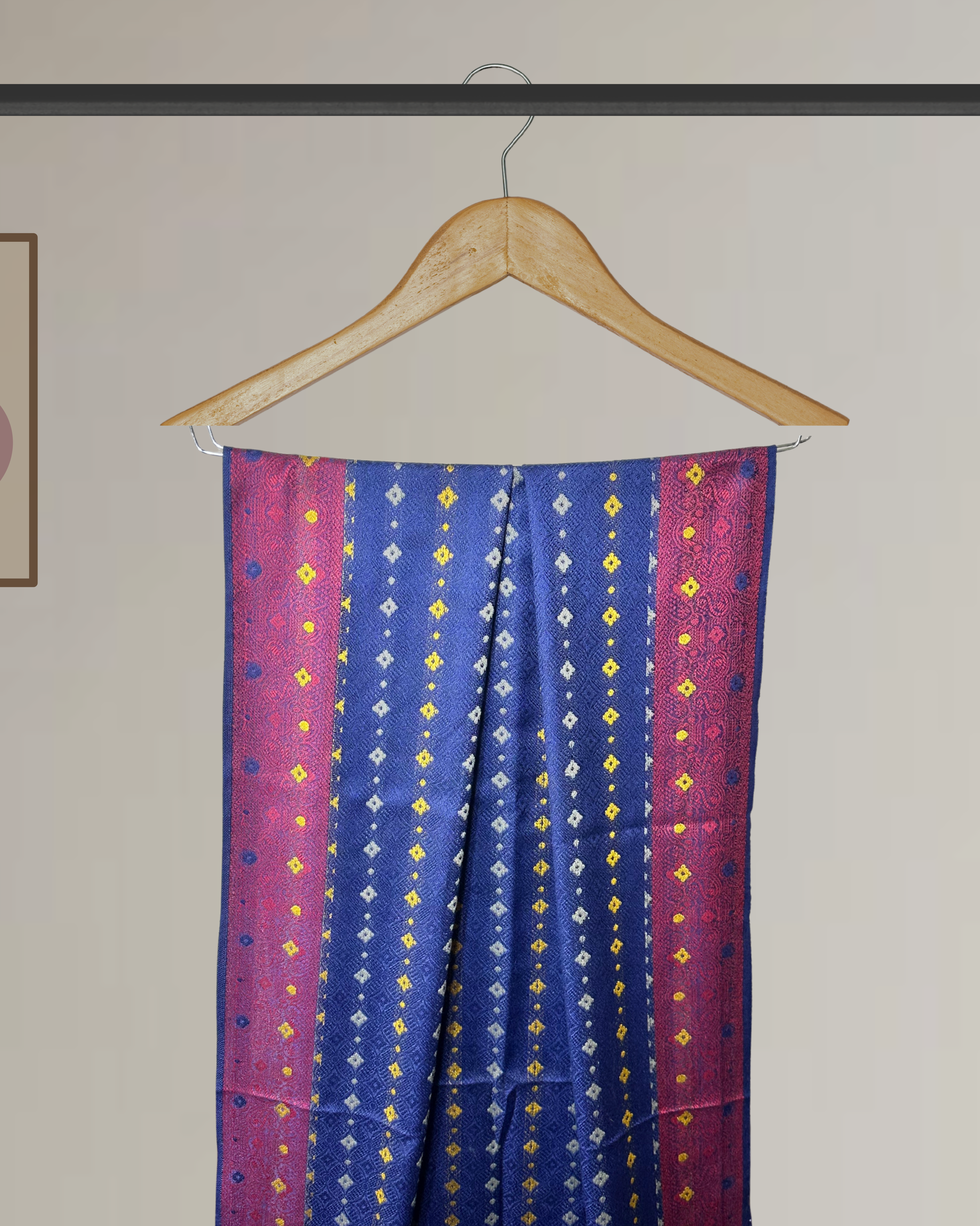 Winter Printed Shawl with 4-Side Border & Tassels - Ws132