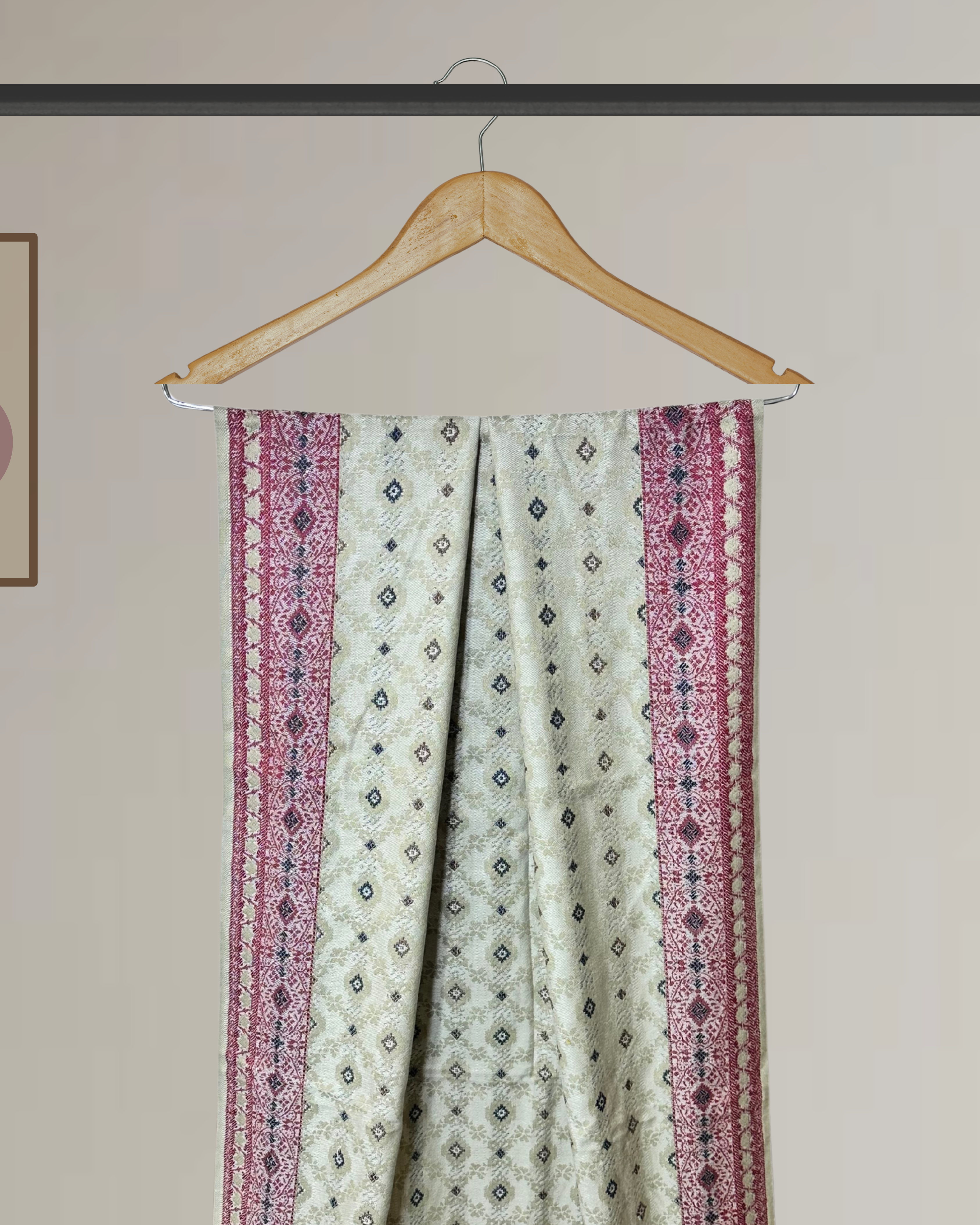 Winter Printed Shawl with 4-Side Border & Tassels - Ws134