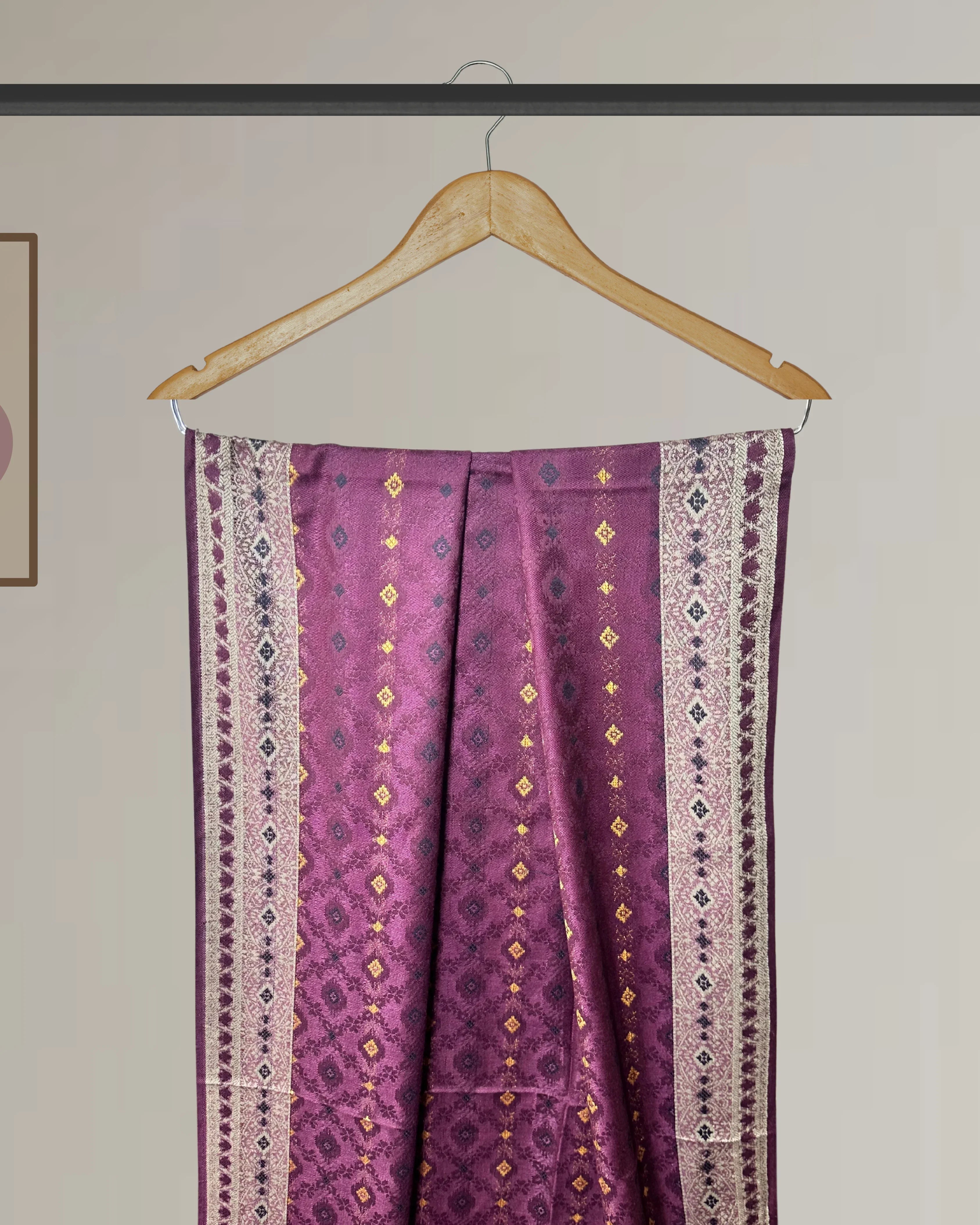 Winter Printed Shawl with 4-Side Border & Tassels - Ws135